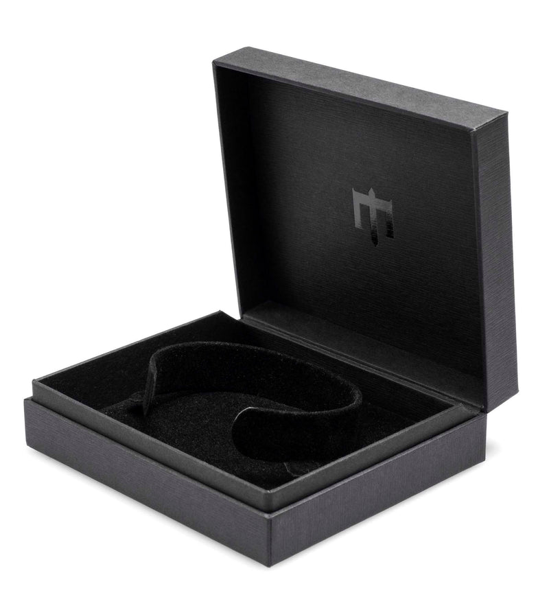 Caja negra con acabado de lujo para packaging de brazalete B3010S BELLUM ORION